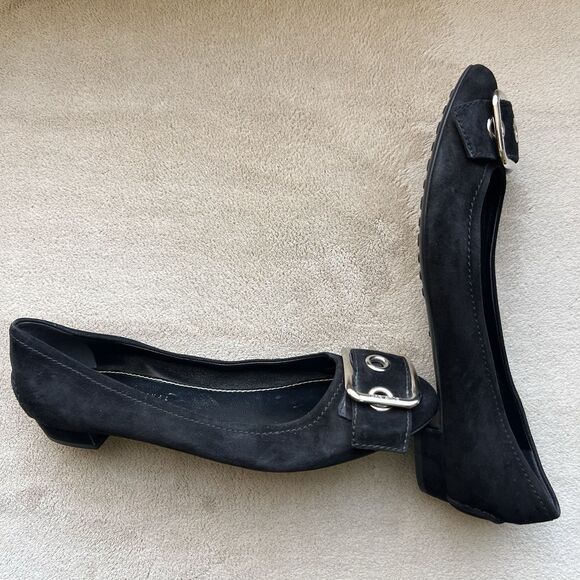 The Original Car Shoe By Prada Black Suede Leather Ballet Flats Women EU 38 US 8 - Picture 16 of 16